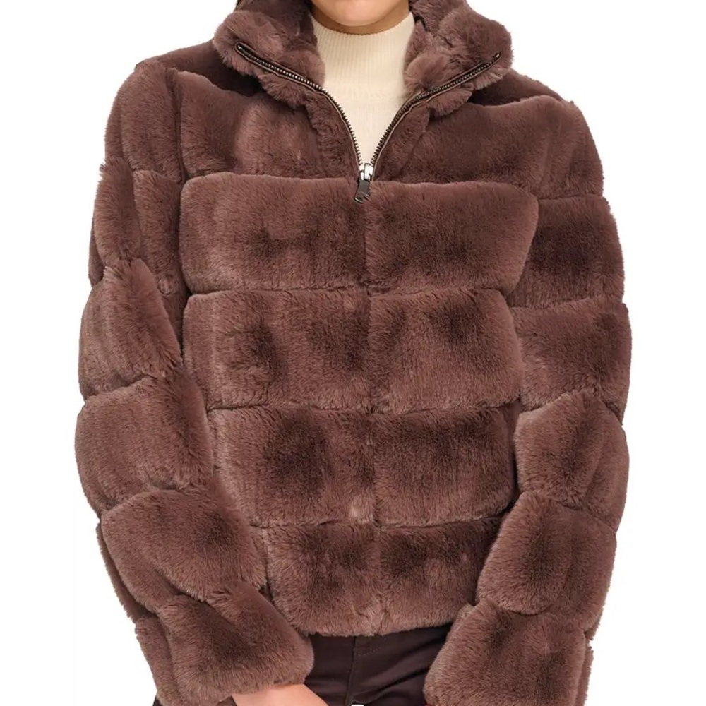 Calvin Klein Faux Fur Jacket Brown M
